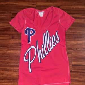 Women's Red Phillies V-Neck Tee